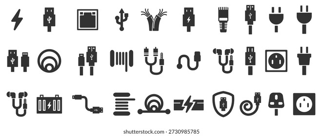 Conjunto de iconos de cable Ilustración vectorial