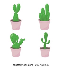 
set of cacti in pink pots