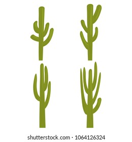 Set of cactus color icons for web and mobile design. Flat vector illustration isolate on a white background.