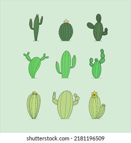 Set of Cactus Element Nature 