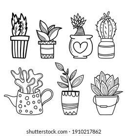 Définir l'illustration vectorielle dessinée à la Main de Cactus EPS10  