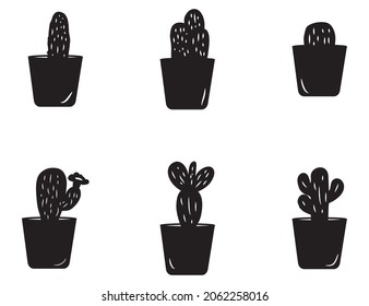 Set Cactus icon illustration in white background editable