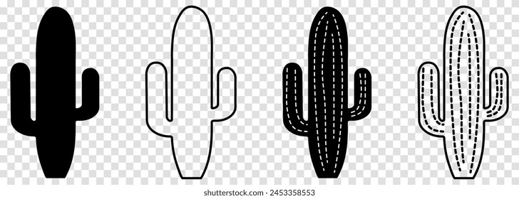 Set of cactus icon. Vector set cactus icons isolated on transparent background
