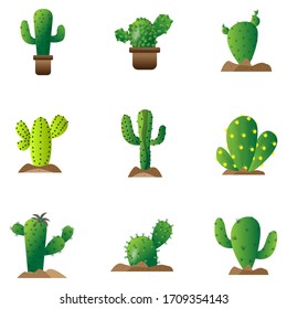 Set of cactus icons over a white background - Vector