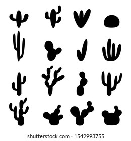 Set of cactus icons. Vector symbol on white background.