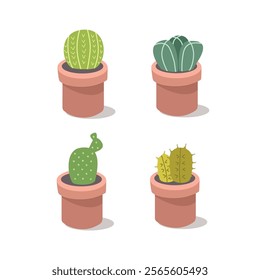 Set of cactus illustration. 3D cactus. 3D cacti. Desert plant. Thorn. Cute cactus. Potted cactus. Home plant.