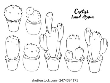 conjunto de Ilustración vectorial aislada de cactus	