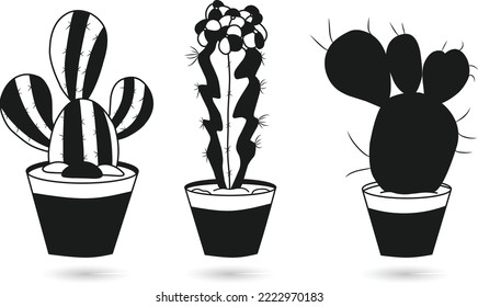 
Set of Cactus isolated vector Silhouettes