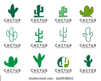 Set of Cactus logo with creative concept. Icon cactus vector illustration