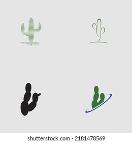 set of  Cactus logo design vector Illustrations on gray background