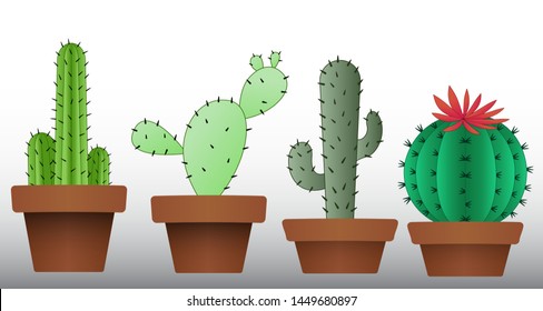 Set of cactus plant graphic vector