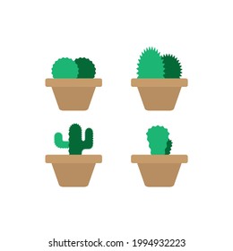 Set of Cactus Plants Isolated On White Background. Vector Illustration