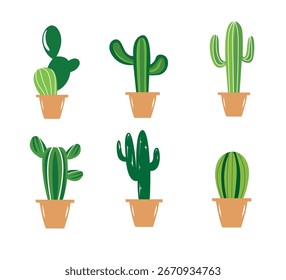 Conjunto de plantas de cactus Ilustración vectorial