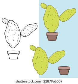 Set of cactus in pots