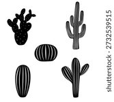 set of cactus silhouette design. desert plant symbol.