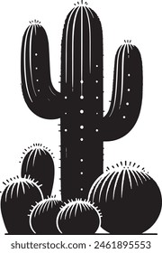 Set of Cactus Silhouette Vector