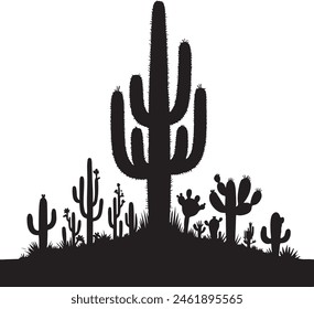 Set of Cactus Silhouette Vector