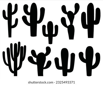 Set of Cactus Silhouette Vector Art