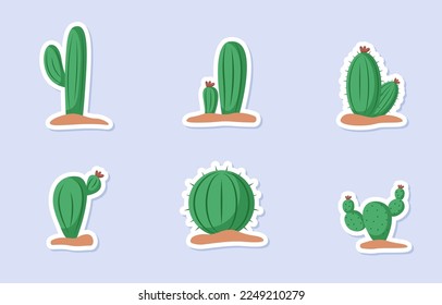 Set of Cactus Sticker Design