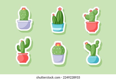 Set of Cactus Sticker Design