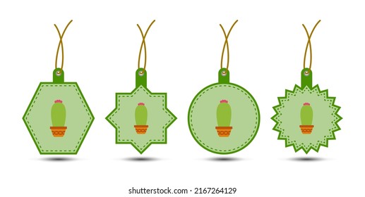 Set of Cactus tags with cord