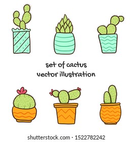 Set of cactus vector illustration.