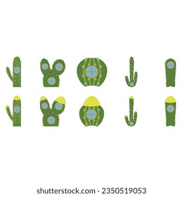 Set of cactus vector illustration. cactus vector illustration in flat style. Bright cactus set vector. Cactus set vector design illustration.