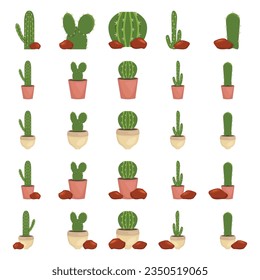 Set of cactus vector illustration. cactus vector illustration in flat style. Bright cactus set vector. Cactus set vector design illustration.