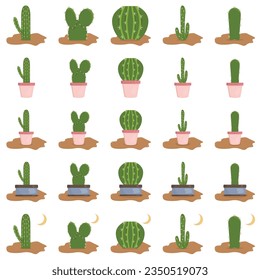 Set of cactus vector illustration. cactus vector illustration in flat style. Bright cactus set vector. Cactus set vector design illustration.