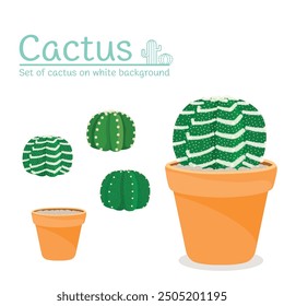 Set of cactus vector illustration. cactus vector illustration in flat style. Bright cactus set vector. Cactus set vector design illustration