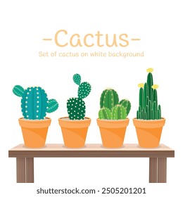 Set of cactus vector illustration. cactus vector illustration in flat style. Bright cactus set vector. Cactus set vector design illustration