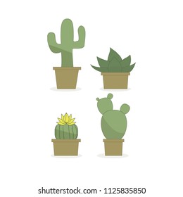 Set of cactuses on a white background.