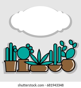 Set of cactuses in pots. Vector illustration EPS10 for sticker, label or banner