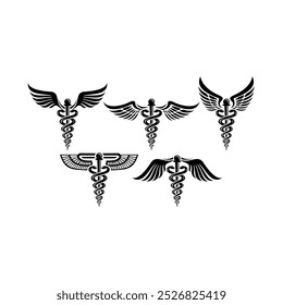 set of caduceus medical logo symbol