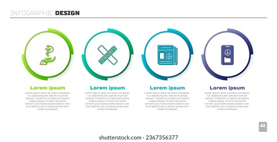 Set Caduceus snake medical, Censored stamp, News and Peace. Business infographic template. Vector