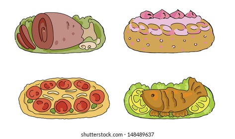 set of cafe food