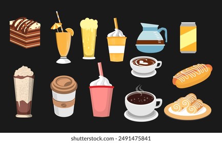 Set of cafe food vector image