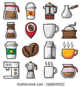 set of cafe icon, modern concept, editable object, simple style