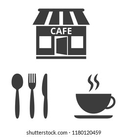 Set of cafe icons on white background. Vector illustration