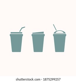 A set of cafe related icon illustrations such as coffee, iced coffee, americano, and takeout.