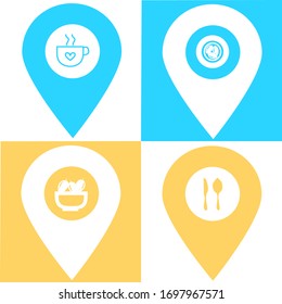 Set of cafe, restaurant location map pin pointer icon. Element of map point for mobile concept and web apps. Icon for website design and app development. Premium food and drink store icon sign