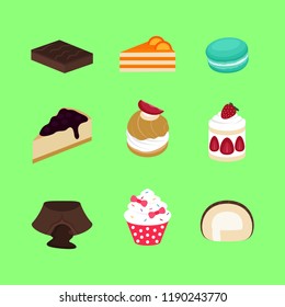 Set of Cake Bakery Sweet Dessert Vector and Icon For App and Website