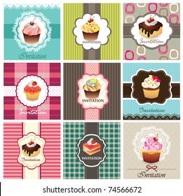 Set of cake cards template