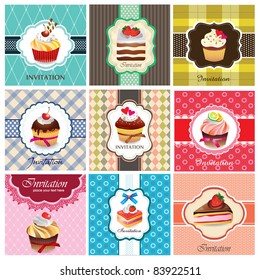 Set of cake cards template