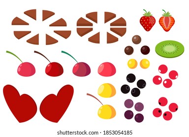 Set of cake and cheesecake decorations