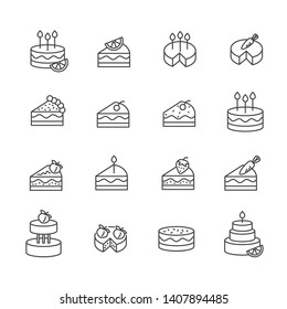 Set of cake dessert icon. Birthday party concept isolated on white background