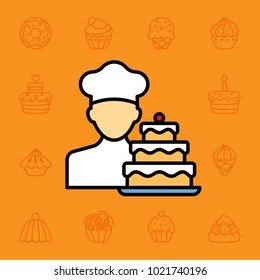 Set of cake and desserts icons. Vector illustration