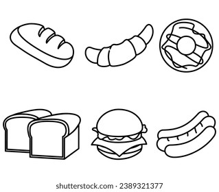 Set of cake doodle illustrations Hand drawn icon in line style vector illustrations