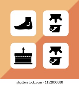 set with cake, foot and milk vector icons for web and mobile app