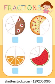 Set of cake fractions illustration